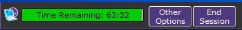Screenshot of time remaining, other options, and end session button.