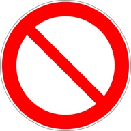 red circle with red diagonal line through it representing something is not allowed