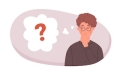 Person with question mark in thought cloud