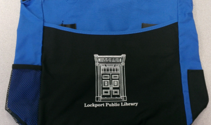 Blue library tote